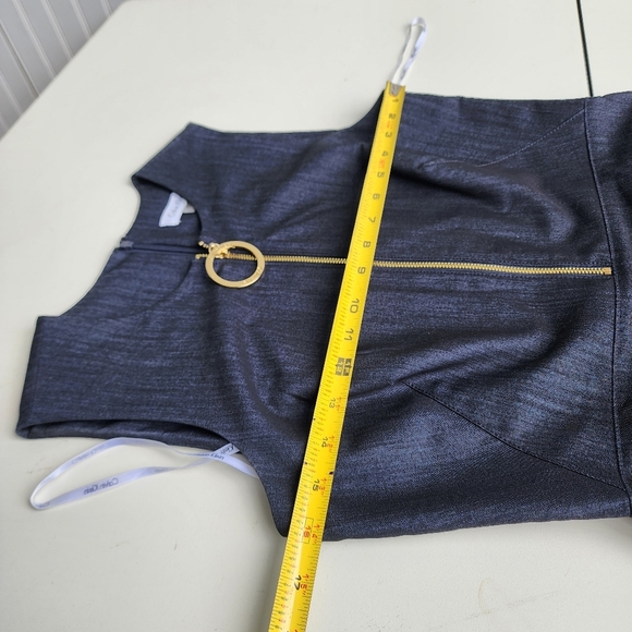 Calvin Klein Womens Blue Denim Chambray Sleeveless Sheath Midi Dress Bodycon 4 - Picture 13 of 16